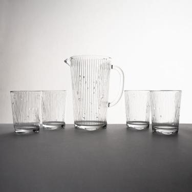 Imagem de Conjunto Jarra 1,6L com 4 Copos 370ml Vidro Canelado Jogo JArra e 4 co