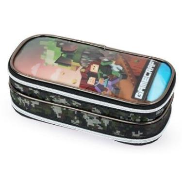 Imagem de Estojo Duplo Escolar Infantil Game Minecraft Terror Denlex-Unissex