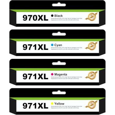 Imagem de Heynnie Pacote combo de cartuchos de tinta 970XL 971XL de substituição para HP 970 XL 971 XL cartuchos de tinta para Officejet Pro X476dw X576dw X451dw X551dw X451dn X476dn (pacote com 4)