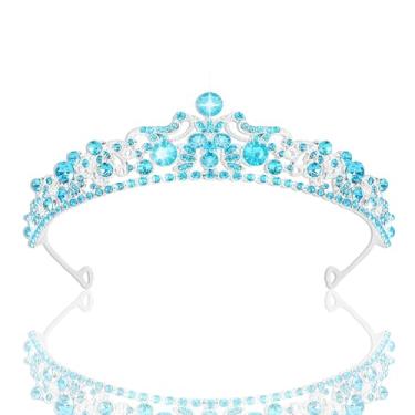 Imagem de CIEHER Tiara de princesa de cristal com coroa azul para aniversário, formatura, festa de quinze anos