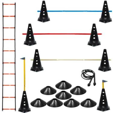 Imagem de 8 Cones C/Barreiras + 8 Pratos + 1 Corda + Escada Funcional