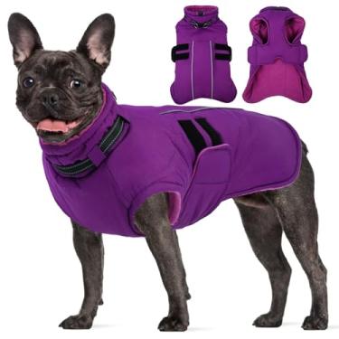 Imagem de Jaquetas para cães de médio e grande porte, casaco de inverno impermeável com arnês, gancho ajustável refletivo e laço quente para o clima frio