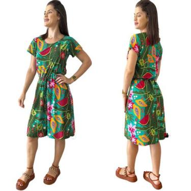 Imagem de Vestido Liganete Cordão Ajustável Mangas Curtas Opção para Evangélicas