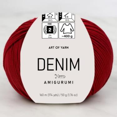 Imagem de Jeans Amigurumi Fio Arte 55% Algodão 45% Poliacrílico 50 g 174 m Macio Suave Esporte Fino (2) para Crochê, Tricô, Cobertores de Tricô, Roupas de Bebê Mais Cores (Bordô/Bordo, Pacote 1)