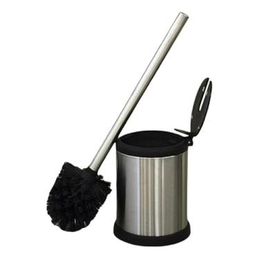 Imagem de Escova Sanitaria Banheiro Aço Inox Vassoura Limpeza Vaso Sanitario Privada Com Cesto