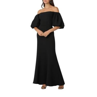 Imagem de Shoshanna Vestido feminino Naia de crepe elástico meia-noite, Jato, 34