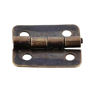 Imagem de Dobradiça antiga mini bronze ouro decoração dobradiças de porta para armário de madeira vintage caixa de joias móveis ferragens 10 peças (Bronze)