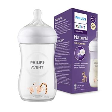 Imagem de Philips Avent Garrafa natural com chupeta responsiva 260 ml decoração girafa, 1 peça (modelo SCY903/66)
