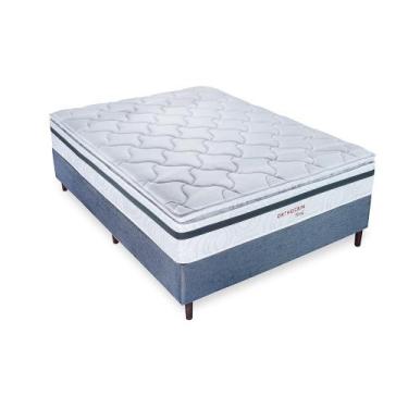 Imagem de Cama Box Colchão Casal Molas Ensacadas Orthocrin Real Branco Pillow To