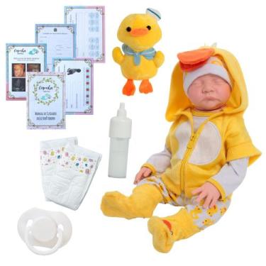 Imagem de Boneca Reborn Silicone Princesa Pode Dar Banho + Kit Itens - Cegonha R