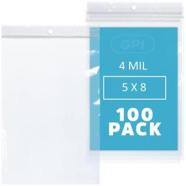 Imagem de Sacos plásticos com zíper GPI POLY 5x8cm com orifício para pendurar 10