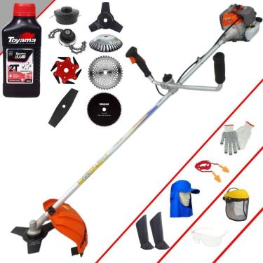 Imagem de Roçadeira VR330P Vulcan 33cc C/ Carretel Nylon + Facas 2 Pontas, 3 Pontas, 6 Pontas, 40 Dentes, 80 Dentes, Trimmer e Escova de Aço + EPI + ÓLEO TOYAMA