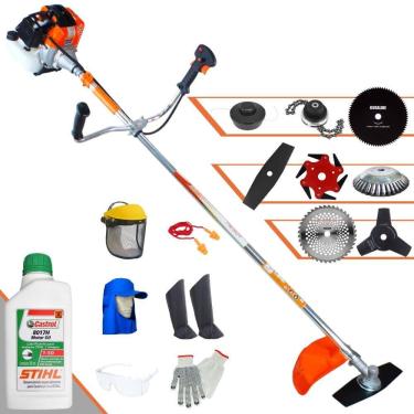 Imagem de Roçadeira Vulcan VR430S 43cc Com Carretel + Facas 2 Pontas, 3 Pontas, 6 Pontas, 40 Dentes, 80 Dentes, Trimmer, Escova de Aço + EPI + ÓLEO STIHL 2T