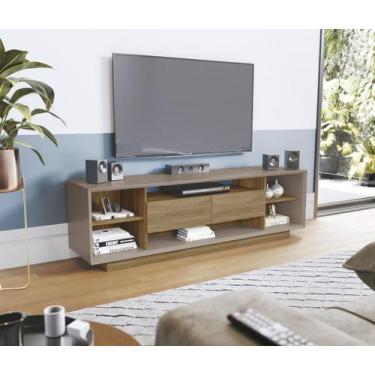 Imagem de Rack Madrid Kappesberg M940 com 2 gavetas cor Nogueira Fendi