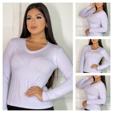Imagem de Kit 4 Blusas de frio Feminina Gola V Manga Longa Segunda Pele - GK, Br