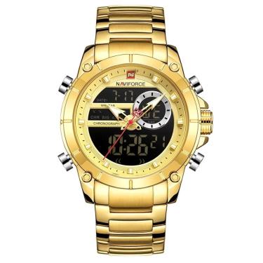 Imagem de Relogio Naviforce 9163 Dourado Masculino Digital e Analogico