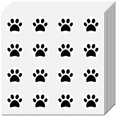 Imagem de CREATCABIN 128 peças mini adesivos de impressão de pata de animal de estimação adesivo redondo pequeno vinil impermeável autoadesivo de recompensa de professor a granel para scrapbooking, envelopes