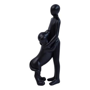 Imagem de KiBcsLic Estátua de homem com cachorro, acessórios de decoração para casa, atenciosos e leves para presente emocionante, 6,5 x 4,5 x 17 cm, Preto