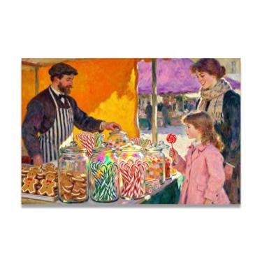 Imagem de Escolha CandyImpressionist-Inspired Christmas Canvas Art, Decoração de parede quente de férias com pinceladas suaves para casa 40 x 60 cm sem moldura
