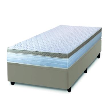 Imagem de Cama Box Solteiro Colchão Com Molas Ensacadas 88x188x60cm Dunas Branco/Bege Hellen