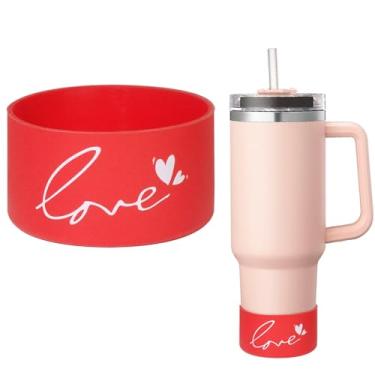 Imagem de Linda capa protetora para bota de silicone com estampa de coração vermelho amor 340 g-1,134 g para Stanley Copo de 1,134 g, Hydro Flask, Owala, Yeti, Simples Moderno, Garrafa de Ferro Acessório