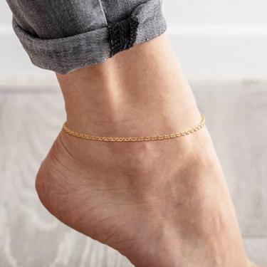 Imagem de Tornozeleira de ouro feminina banhada a ouro 14 k com flor em forma de O