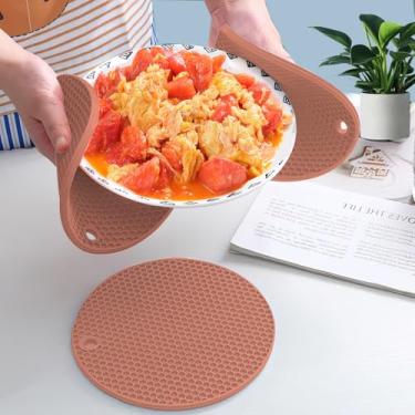 Imagem de Conjunto de 5 tapetes de silicone em forma de favo de mel resistentes ao calor e antiderrapantes, para bancada de cozinha, lava-louças (rosa, pequeno)
