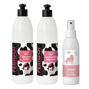 Imagem de Kit Shampoo e Condicionador Hidratante Melancia 500ml e Colônia Joy 150ml Perigot Profissional Cães e Gatos