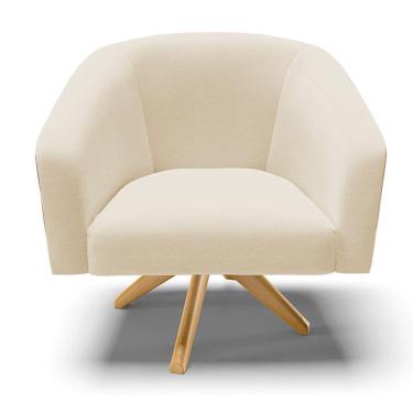 Imagem de Cadeira Sala De Jantar Giratória Ma30 Stella Noz/linho D03 - D\'rossi Cor Bege