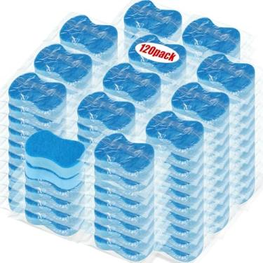 Imagem de Tanlade 120 esponjas embaladas individualmente para cozinha, massa, esponjas de limpeza para pratos, limpeza doméstica, viagem, apartamentos, hotel, carro (azul)