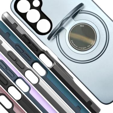 Imagem de Capa Galaxy A35 5G Capinha Celular Anti-Choque Anel Segurança Apoio 360° Case Smartphone Magnética Proteção Reforçada Interior Aveludado (Prata)