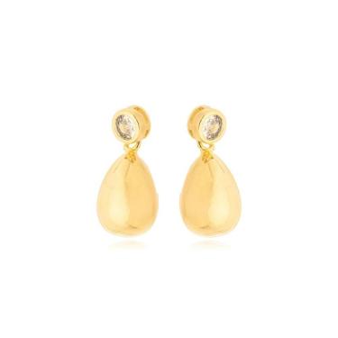 Imagem de Brinco Gota Com Ponto De Luz Banhado A Ouro 18k