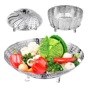 Imagem de Cesto Escorredor para Cozimento a Vapor em Aço Inox, Dobragem Tipo Flo