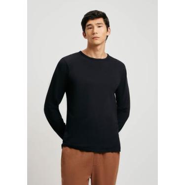 Imagem de Camiseta Básica Masculina Manga Longa Slim - Hering, M, Preto