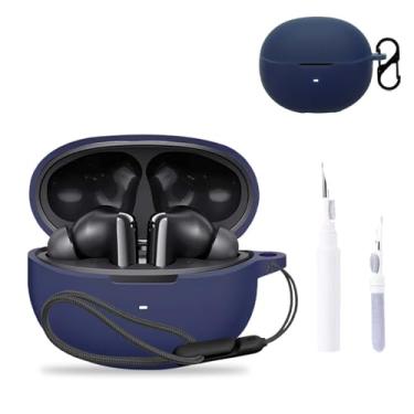 Imagem de NOUKAJU Capa QCY MeloBuds N70, capa protetora para fone de ouvido (com mosquetão + cordão + caneta de limpeza) à prova de quedas, arranhões, à prova de choque, capa para QCY MeloBuds N70 (azul)