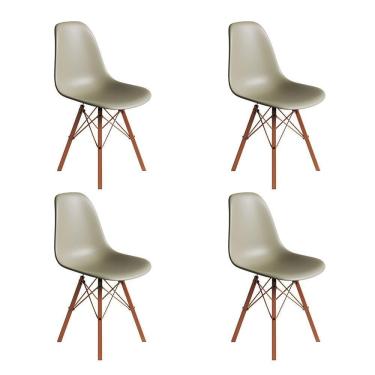 Imagem de Conjunto 4 Cadeiras Eames Estilo Moderno Em Ferro Cobre Com Assento Fendi