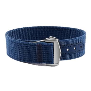 Imagem de ULLCHRO Pulseira de relógio de nylon de 20 mm e 22 mm de substituição de passagem única NATO, respirável, militar, para homens, pulseiras elásticas macias, Azul marinho, 22mm