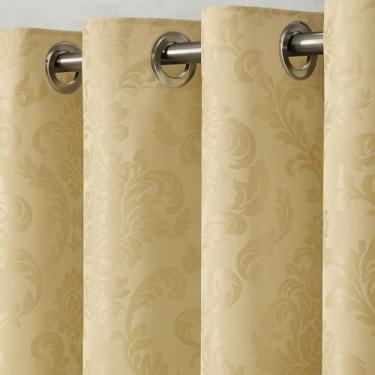 Imagem de Cortina Jacquard de 2,00 a 5,00 metros de largura para Sala Quarto Casa e Decoração (Palha, 2,30 x 2,70)