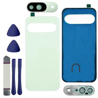 Imagem de Substituição de vidro traseiro para Pixel 9 para Google Pixel 9 5G Capa traseira de vidro com fita pré-instalada e lente de câmera + ferramentas (verde inverno)