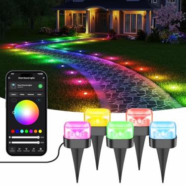 Imagem de Brizled - Pacote com 15 luzes de piso RGBCW 130lm para ambientes externos - Funciona com Alexa e Google Assistant - Luz de gateway de controle de aplicativo