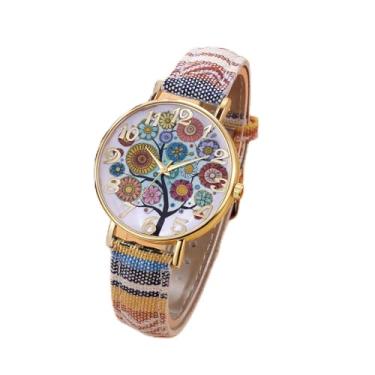 Imagem de sumayin Relógio feminino com alça tecida fashion com estampa de arco-íris relógios femininos boho hippie estilo casual maravilhoso presente feminino boêmio, 2