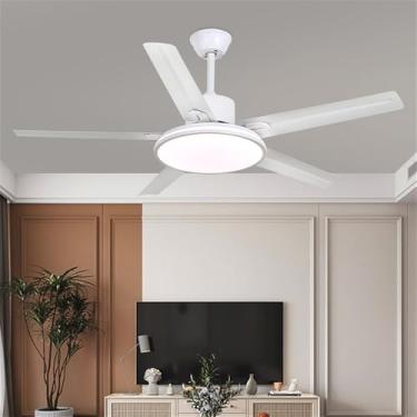 Imagem de Ventilador de teto moderno nórdico com controle remoto, luminária elétrica de luxo para sala de estar, restaurante, quarto, escritório, hotel e villa, com LED (Estilo 39, 1 unidade)