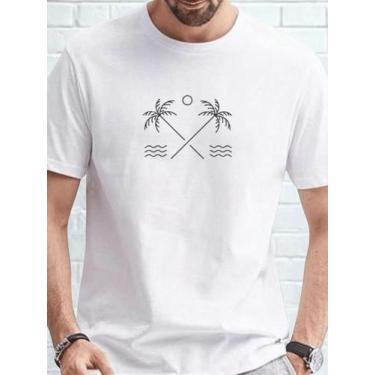 Imagem de Camiseta Masculina Coqueiro Praia Mar Casual Algodão Malha Premium - N
