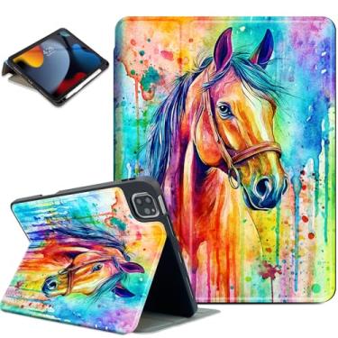 Imagem de Lokigo Capa para iPad Air 11 polegadas M2/M3 2024/2025, iPad Air 5ª/4ª geração 2022 2020 10,9 polegadas, vários ângulos de visualização com suporte resistente, à prova de choque, cavalo