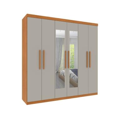 Imagem de Roupeiro Lagos Com Espelho 6 Portas Tcil Cinamomo-off