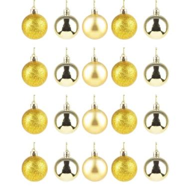 Imagem de Kit 20 Bolas Lisas 5cm Texturizadas Natal Árvore Led Luzes Guirlanda Decoração Enfeite Papai Noel Cor: Dourado
