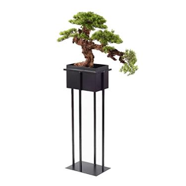Imagem de Árvore artificial Planta de casa plantas artificiais bonsai pinheiro zen floorstand simulado bem-vindo ornamento com suporte ferro decoração do corredor(Grande)
