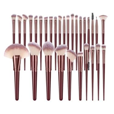 Imagem de 30 conjuntos de pincéis de maquiagem macios ao toque, pincéis de maquiagem em pó, pincel de blush, pincel de sombra para maquiagem diária no rosto