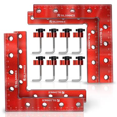 Imagem de Silginnes Grampos de posicionamento de 90 graus de ângulo reto para marcenaria, pacote com 4 (14 cm x 14 cm), braçadeira de canto de liga de alumínio para marcenaria, ferramenta de fixação de carpinteiro para porta-retratos, caixas e gavetas