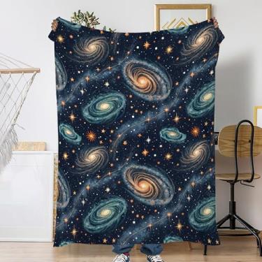 Imagem de Cobertor de sofá Galaxy Planets, cobertor de viagem leve e aconchegante para o espaço, macio, macio, felpudo e de flanela, para sofá, cama, acampamento, noites de cinema, assistir TV 127 x 152 cm